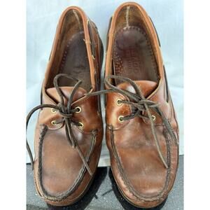 Sebago Docksides Shoes Mens Size 9 Brown Leather Boat Deck Nautical Classic